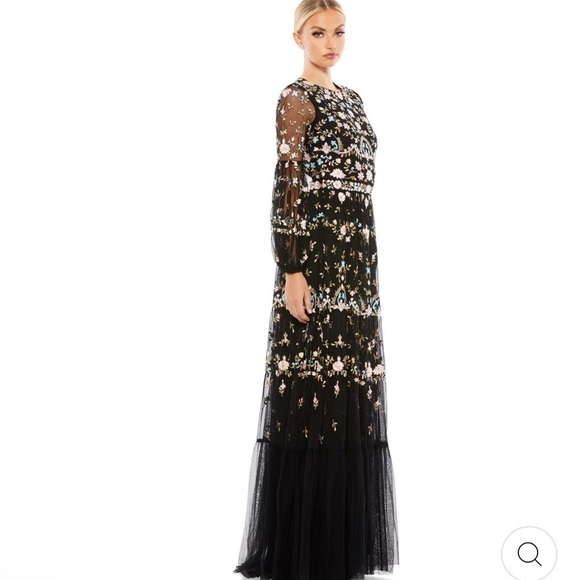 Mac Duggal EMBROIDERED BLOUSON SLEEVE GOWN size 6 $798 Anthropologie - Picture 6 of 15